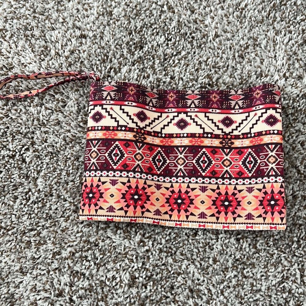 Tribal print wristlet